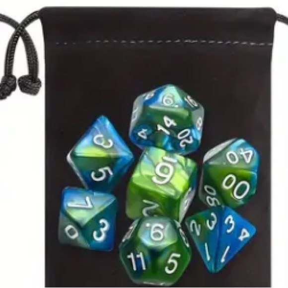 Game Dice in Two Tone Green & Blue - Picture 1 of 5